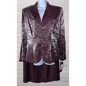 NWT Alex Evenings Sz 14 2-Piece Set Jacket Maxi Skirt Mauve Purple Rhinestone